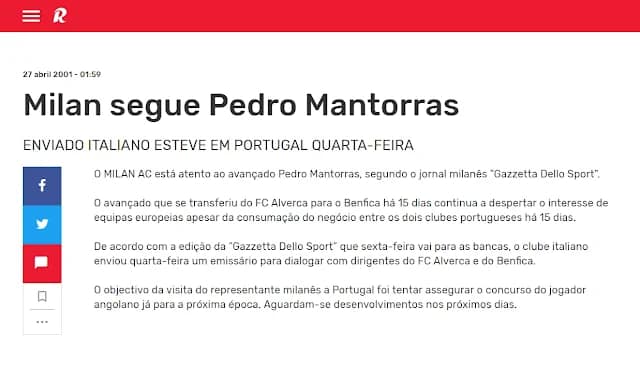 Record Pedro Mantorras Milan