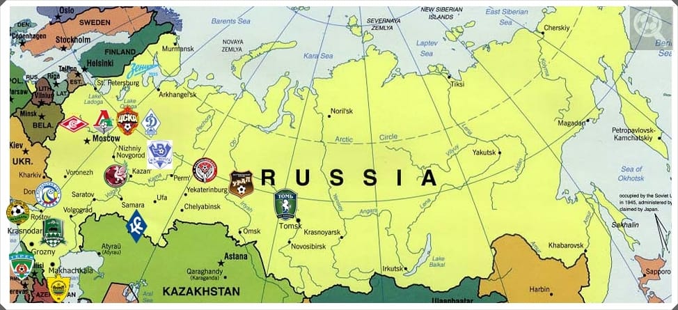 Mapa do Futebol RUsso