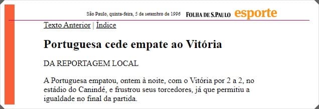 Portuguesa Vitória 2-2 Feldman 1996