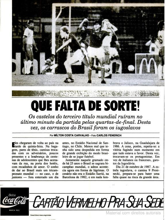 Placar 1987 Iugoslávia Brasil