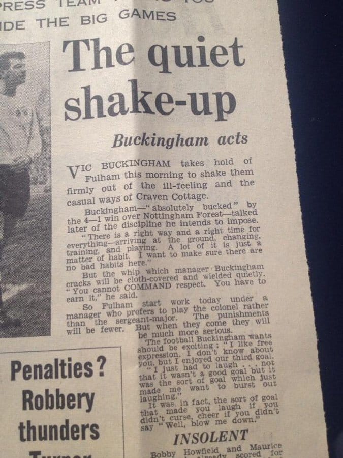 English Newspaper Buckingham Fulham