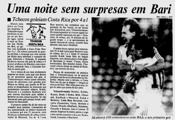 Costa Rica Tchecoslováquia Jornal do Brasil