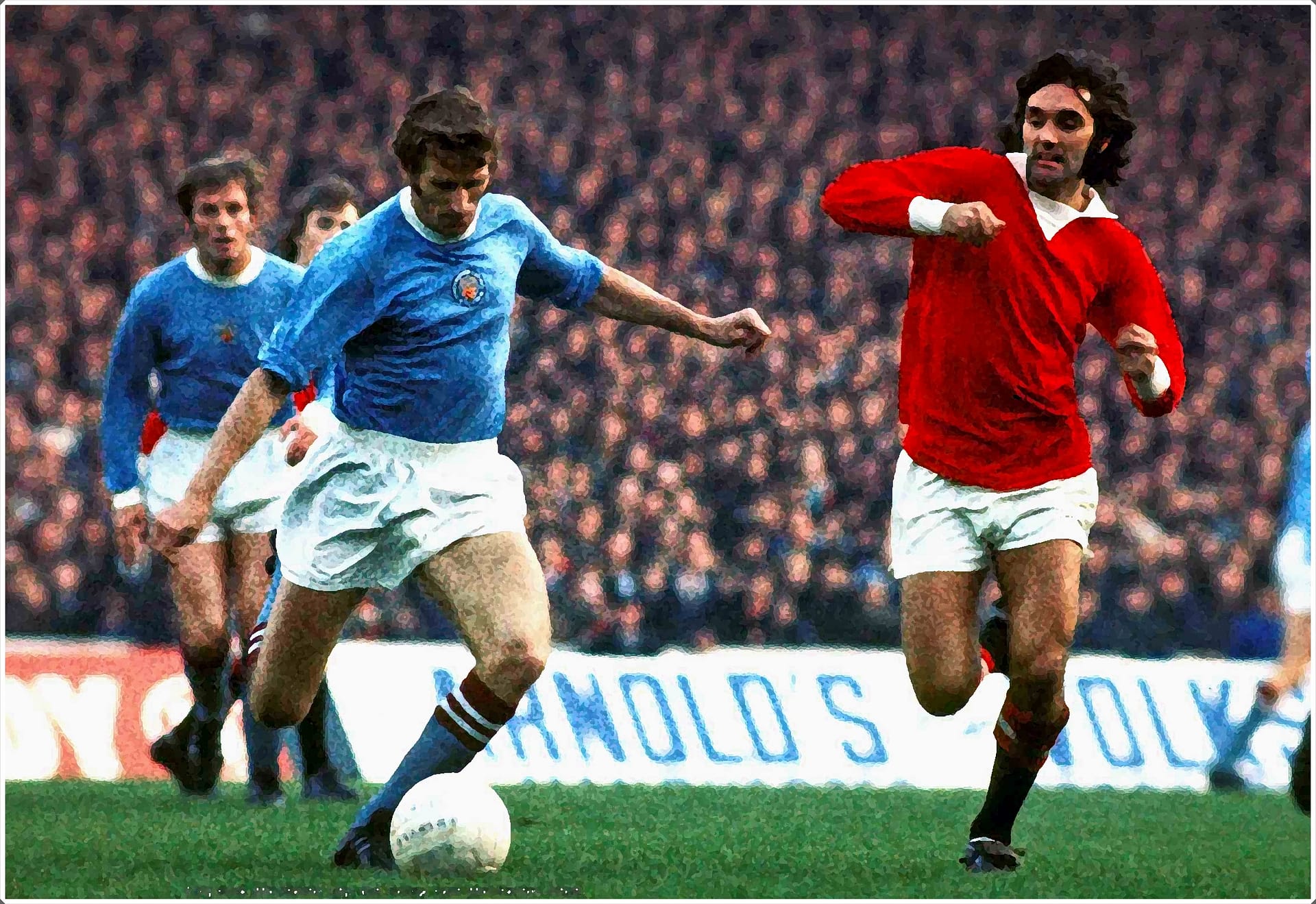 George Best from Manchester United faces Man City