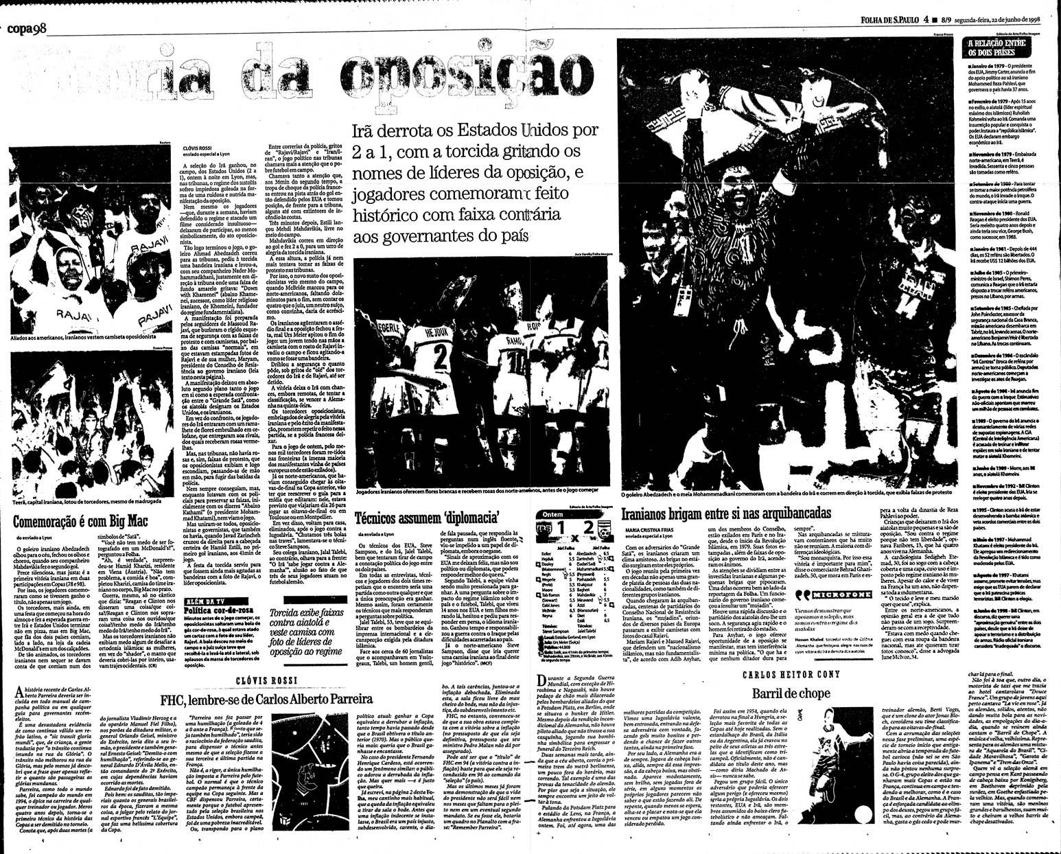 Folha Irã EUA 1998