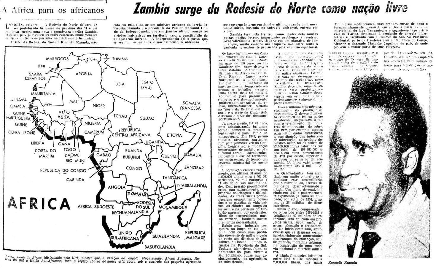 Folha de São Paulo Independência de Zâmbia