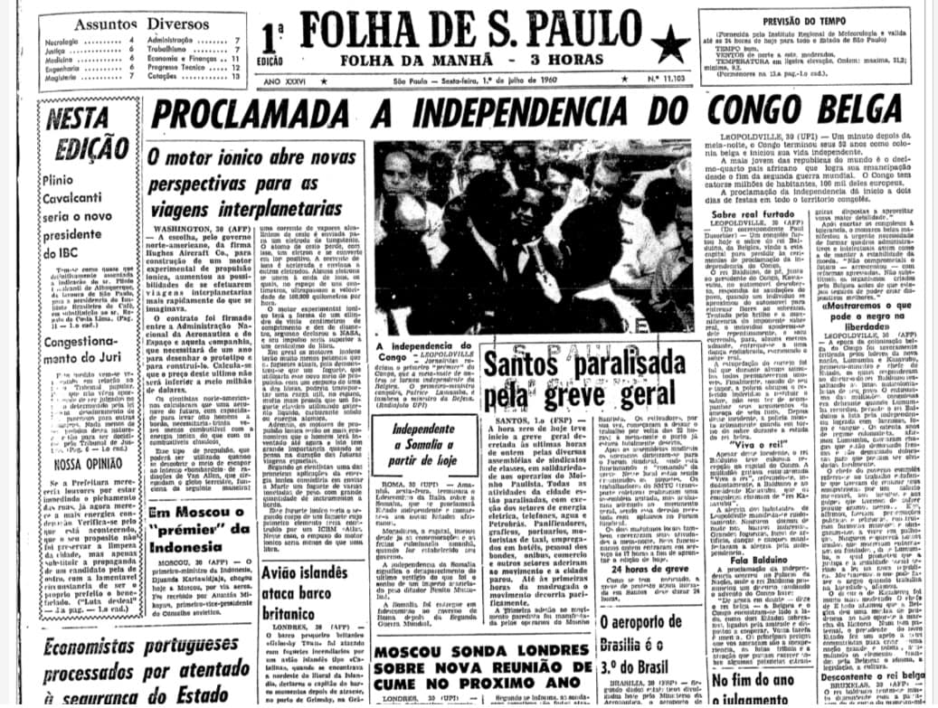 Congo Belga Independência Folha de São Paulo